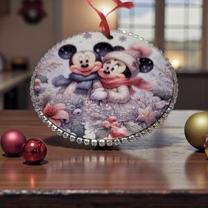 Festive Character Holiday Hanging Ornament with Red Ribbon